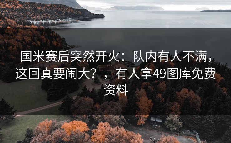 国米赛后突然开火：队内有人不满，这回真要闹大？，有人拿49图库免费资料
